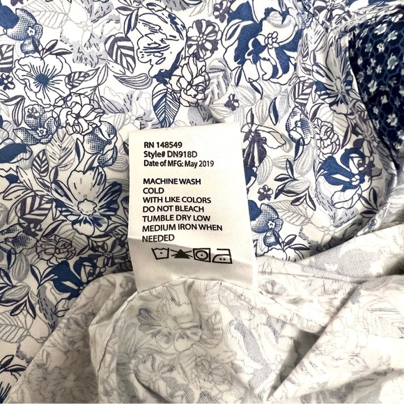 NWT COTTON SOFT RELAXED FLORAL PRINT SHIRT SLEEVE BUTTON UP SHIRT - Picture 15 of 15